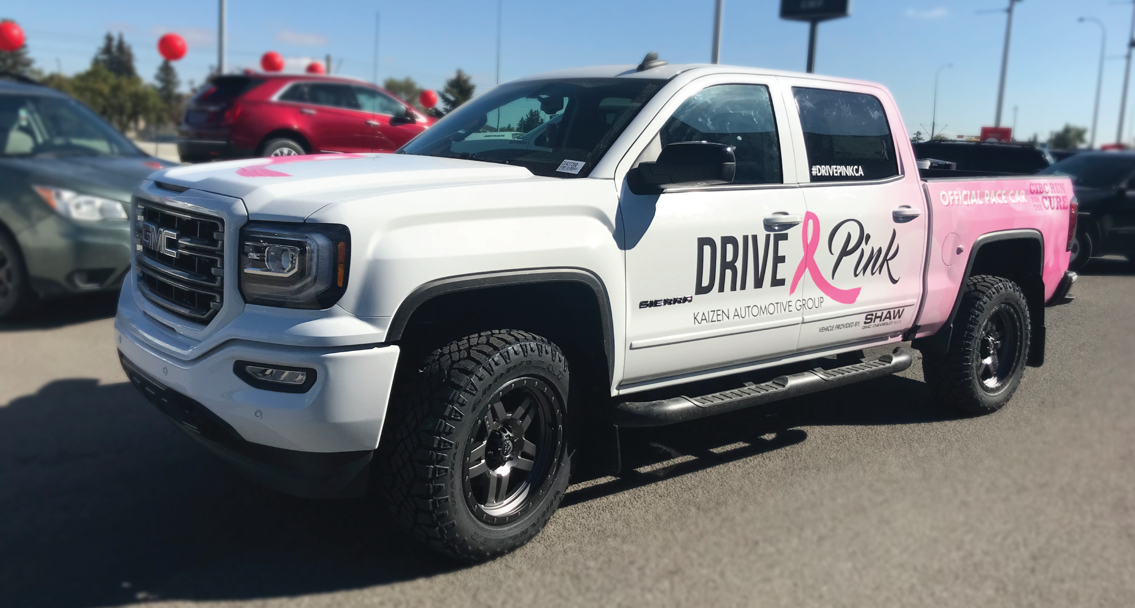 The official Drive Pink truck of the CIBC run for the cure.