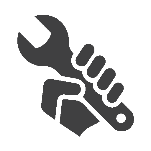 An icon shaped like a hand holding a wrench